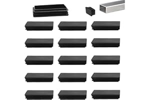 Zaky 12 tapones de láminas para tubos cuadrados, 80 x 40 mm, color negro, para tubo cuadrado, tapas de plástico