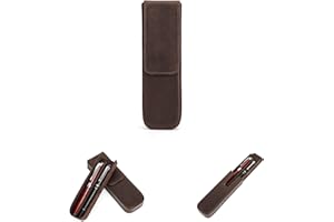 Hiram Futerał na Pióra Wieczne na 2 Pióra Przenośny Skórzane Pudełko do Przechowywania Piór z Ukrytym Magnetycznym Zamknięciem i Uchwytem na Pióro Skórzana Skrzynka do Przechowywania Piór (Kawa)