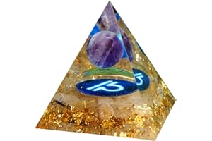 Besorgone Pirámide de orgón del zodiaco Libra, piedra curativa de cristal de amatista para energía positiva, protección de chakras, reiki, orgonita, pryamidas, regalo de meditación