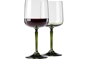 KROSNO Vinglas 2-pack, Grön fot, 360 ml, Celebration Moments | För rött, vitt och rosévin, cocktail, Premium blyfritt kristal