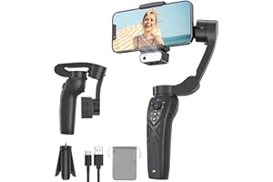 Poiale Gimbal Smartphone, 3-Achsen-Handy stabilisator, Kleiner, Leichter, Objektverfolgung, Integrierter Selfie-Stick & Stativ, Tragbar & Zusammenklappbar, Vlogging, YouTube TikTok-Stabilisator Grau