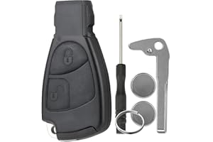 GZXNKEY 2 Tasten Auto Funk Fernbedienung Schlüssel gehäuse Für Smartkey Case mit Batterie Clip Kleiner Schlüssel mit Schraubendreher Schlüsselring 2X CR2025 Batterien Schwarz Rand