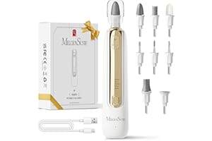MelodySusie Kit de Manucure et Pédicure Professionnel, PC760G Ensemble de Ponceuse Électrique 8-en-1 avec 5 Vitesses, Rechargeable et Sans Fil, avec Lumière LED à 360°, Blanc⩔