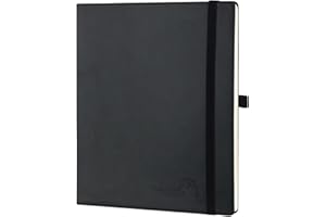 POPRUN Kalendarz 2024 Tygodniowy Książkowy 26,5 x 21,5 cm, Tygodniowy 2024 Planer, Samoprzylepny Uchwyt na Długopis, Twarda Oprawa Miękka Okładka Ze Skóry Wegańskiej i Papier z Certyfikatem FSC® , Czarny