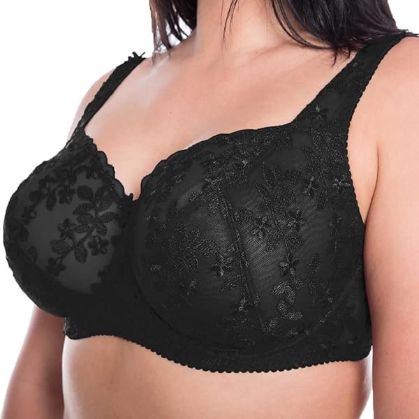 Ayigedu Plus Size Minimizer Bra For Women Full Coverage Wirefree Non Padded Comfortable Everyday Bra Black 42DD, Black