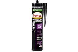 Pattex Montage Stein, starker Montagekleber für Stein, Naturstein und Steinwerkstoffe, Baukleber für alle Materialien*, elastischer Steinkleber für innen und außen**, 1x420g