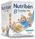 La papilla Nutribén 8 Cereales digest está elaborada para alimentar a tu bebé a partir de los 6 meses, dentro de una dieta variada