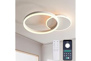 KAUCQI Plafoniera LED 55CM Lampada da Soffitto Lampadario Camera da Letto 3000K-6000K Moderna Dimmerabile Lampadario,Luci con Telecomando 36W 3600lm Salone da Cerchi