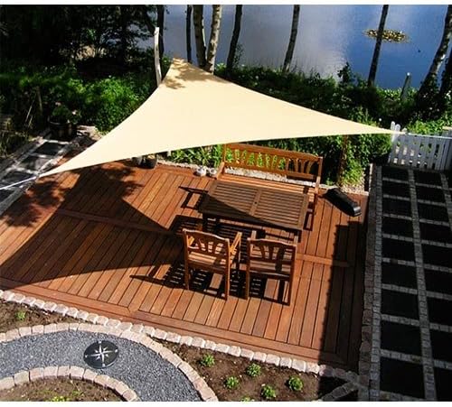 bakaji Blind Sun Sail Triangular 3.6 Metres for Patio, Terrace Garden Pool Shading with UV Protection Towel Tearproof Cream + Mounting Kit