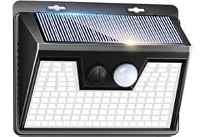 kolpop Lampe solaire exterieur avec détecteur de mouvement 140 LED, Lumiere solaire sxterieur étanche 3 Modes éclairage extérieur solaire, Lampe solaire sans fil pour jardin terrasse