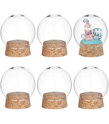 6 Mini Cupole Di Vetro Con Base In Legno - Campane Trasparenti Per Decorazioni E Centrotavola - Foto 12
