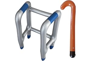 KIUIOM Aufblasbare Gehhilfe und Gehstock Set,Lustig Kostümzubehör,Aufblasbare Gehhilfe,Aufblasbarer Spazierstock für Ihr Kostüm als Oma oder Opa zum Karneval/Fasching oder als Gag zum Geburtstag