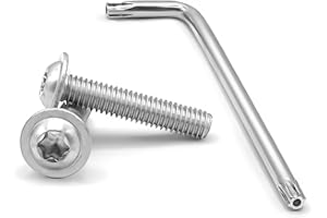 NOLDAR Tornillos de cabeza alomada con brida M6 × 40 TORX y tuercas hexagonales en acero inoxidable A2 (AISI 304). 20 Unidades. Incluye la llave TORX (M6 × 40 TX30).