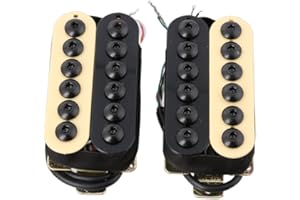 LYWS Ceramic Magnet Electric Guitar Pickup Humbucker Neck & Bridge Invader Style (Ivory+Black)