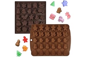 ADERTOS 2 PCS Molde de Silicona de Navidad, Moldes de Silicona Para Caramelos y Chocolates, Molde de Chocolate de Navidad, Moldes para Caramelos con Patrón Navideño para Chocolate, Dulces, Gelatina