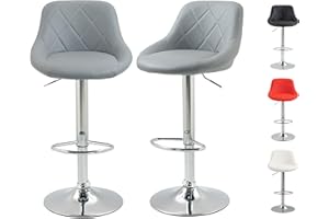 SG Traders Bar Stools Set, Adjustable Swivel Gas Lift, Footrest, and Base Designed for Comfort and Sophistication, Stylish Comfortable Seating for Your Kitchen or Dining Room (2 PC, Gray)