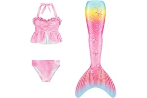 DAPONGZHI 2025 Bikini Niña Piscina 3 Piezas Traje de Baño de Playa Bañador Bikini Bebé Conjunto Bañador Verano Playa Tankini con Falda Conjuntos Performance 4-13 Años