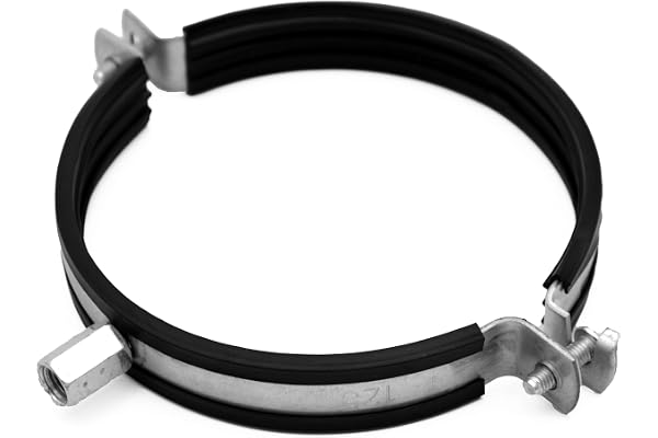 H&C VENT Rörklämma 125 mm Slangdiameter med gummiinsatser - Monteringsfäste för HVAC-luftkanal - Stödklämma för ventilationsu
