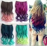 RuiChy 5 Pcs Colored Clip-on In Hair Extensions Straight Wigs Hairpieces