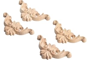ARMYJY 4 piezas de molduras talladas en madera para decoración de muebles, 4 x 4 cm