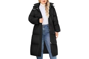 Tuopuda Abrigo Largo de Invierno Impermeable para Mujer Chaqueta Acolchada Con Capucha Cálido Parka Larga de Invierno