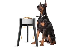 ADENGL Erhöhter Hundenapfständer für mittlere & große & extra große Hunde mit Matte, hoher Hundenapfständer, verstellbare Breite 7-10,7„ Höhe 9,8-13,4“, erhöhter Hundenapfhalter (Napf nicht enthalten)
