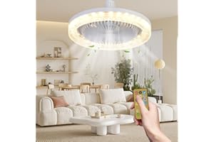 HuaMuDM Lampadario con Ventilatore da Soffitto,E27 Plafoniera con Ventilatore da Soffitto con Telecomando per Soggiorno Camera da Letto Sala da Pranzo Cucina