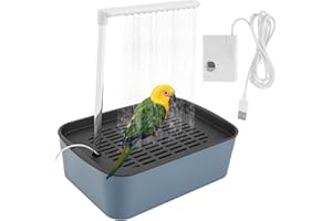 LuLobtg Bird Shower Bath, Automatic Parrot Bathtub with Circulating Faucet, USB Electric Pet Water Cycle Bath Tub, Cage Bird Shower Fountain for African Grey Conure Cockatiel Lovebird