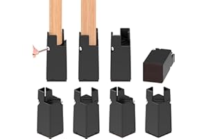 AIRUJIA 8 Packs Upgraded Furniture Risers, Adjustable Bed Riser with Screw Clamp, Fits Square/Round Chair Leg Width from 0.8 to 1.6 Inch, 4 Inch Lift Heavy Duty Bed Risers for Sofa Desk Table Black