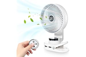 Onnilife 20000mAh Mini USB Clip Ventilator mit akku,3 in 1 Clip Fan Tischventilator mit Led Anzeige, 360°Drehung, tischventilator sehr leise für Schlafzimme Büro Ausflüge Auto Camping Zuhause