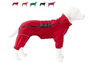LOVELONGLONG Dogs Waterproof Jacket, Lightweight Waterproof Jacket Reflective Safety Dog Raincoat Windproof Snow-proof Dog Vest for Small Medium Large Dogs Red M