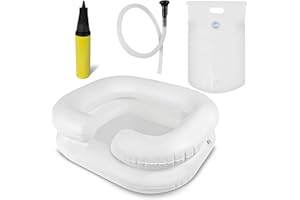 Pulox Lavandino mobile gonfiabile - Bacinella per Shampoo con sacca d'acqua, soffione e pompa d'aria - Vasca per il lavaggio dei capelli per pazienti allettati