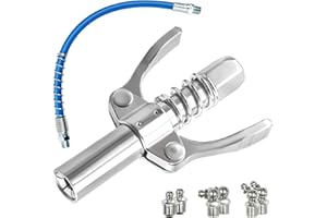 Darryy G Grasso Pistola Accoppiatore, Accoppiatore di Pistola per Grasso, Autobloccante Ingrassatore Testina, per Tutti i Tipi di Ingrassatori, a Doppio Gambo, con 6 Ingrassatori M10