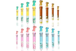 BIEFUSIN 12 Bolígrafos de Bola Retráctiles Plumas 10 en 1 multicolores, 0,5 mm, Multicolor para Suministros Escolares de Multicolor Bolígrafos de Plumas Punta Bola Oficina Estudiantes-4 Formas de Dinosaurio