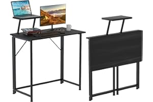 Lvhecforhm Escritorio Plegable Negro de con Soporte para Ordenador, Mesa Pequeña portátil para Estudio, Casa, Oficina, 80x45.5x74cm