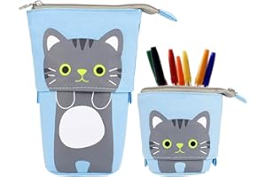 Hillylolly Trousse à Crayons Debout, étui à Crayons Rétractable, Chat Crayon, Stand up Pencil Case, Toile Crayon pour Papeterie, la Papeterie
