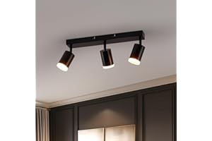 ‎WOWATT wowatt Deckenstrahler Schwarz 3 Flammig, Modern Strahler Deckenleuchte Schwenkbar, Metall Deckenlampe Strahler, LED Wandstrahler Spotlight GU10 für Küche, Schlafzimmer, Wohnzimmer (Ohne Leuchtmittel)