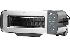 Ninja Foodi 3-en-1, Grille-Pain, Grill et Presse-panini, 7 Fonctions de Cuisson, inclut un Presse-panini, un Plateau de Cuisson et un Bac à Miettes, en Acier Inoxydable, ST202EU