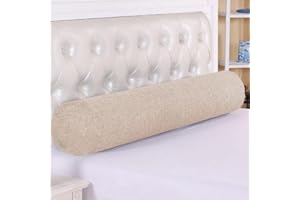 DG CATIEE Rundes Zylinder-Nackenrolle, Kopfteil, Nackenstütze, weich, bequem, Lendenwirbelstütze, Taillenkissen für Sofa, Couch, Bett, Lückenverschluss (12 x 80 cm, Beige)