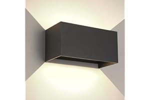 wisdom line 25W LED Applique da Esterno/Interno Lampada a Parete IP65 Impermeabile Moderno Alluminio Nero 3000K Bianco Caldo Applique per Esterno Luce da Parete Angolo di Luce Regolabile