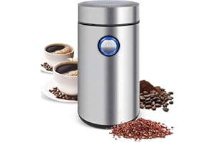 ANDIZUN Coffee Grinder Electric - Manual Stainless Steel Coffee Beans Grinder with Safe Lock, Press Button Control, 304 Stainless Steel Blades Fast Grinding for Coffee Beans, Pepper, Grain, Spice, Nuts