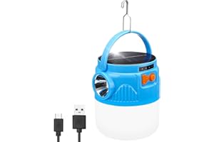 Ceboic Linterna de Camping LED, Solar y USB Recarga Camping Lámpara al Aire Libre Impermeable Portátil Luz de Tienda, Alta Capacidad Banco De Potencia para Senderismo Camping Pesca Emergencias