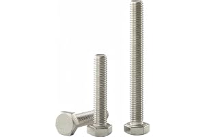 YIIFLY M10 x 55 sexkantsskruv, M10-1,5 skruv, extern sexkantsmaskinskruvar, rostfritt stål 304 (A2-70), DIN 933, blank finish, helgängad, 6 stycken