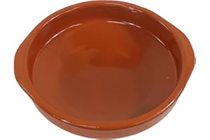 Fackelmann Cazuela de Barro Tradicional, Cazuela de Cerámica Rústica, , Apta para Cocina de Gas y Eléctrica, Microondas y Horno, Color Natural, 10 cm Diámetro, Borde 2,5 cm, 1 ud.
