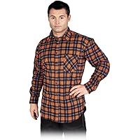 HISDERN Heren Casual Geruite Flanellen Shirt Met Lange Mouwen, Geruite Tartan Button Down Shirts voor Mannen S-4XL, 2b-marine/Caramel Kleur-02, L