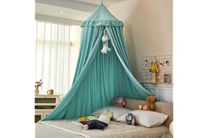 Dix-Rainbow Large Children Bed Canopy lake green Round Dome Girls Mosquito Net Kids Princess Play Tents Nursery Room Decoration for Baby