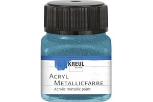 Kreul, 20 ml Glass in Petrol, Glamorous Acrylic Paint with Metallic Effect on Water Based, Creamy Opaque, Quick-Drying and Waterproof