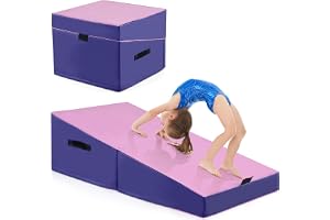 COSTWAY lutande gymnastikmatta, kilformad mjuk golvmatta vikbar, 2-i-1 gymnastikmatta med bärhandtag, sportmatta, fitnessmatta barn för hemmet, gym