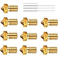 3DINNOVATIONS 3D Printer Nozzle 0.4mm Brass Nozzle Extruder Print Head for 1.75mm Filament E3D V5-V6 3D Printer (10PCS) and 0.35 Needles(4 pcs)