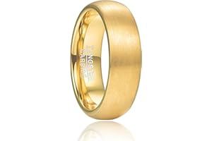 NUNCAD 6/7mm Dome Silver Gold Tungsten Carbide Ring for Men Women Wedding Engagement Promise Band Rings with Brushed Comfort Fit Size J 1/2-Z+3
